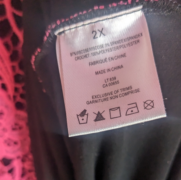 Lace Lined Sleeveless Top Pink 2xl - Picture 3 of 4